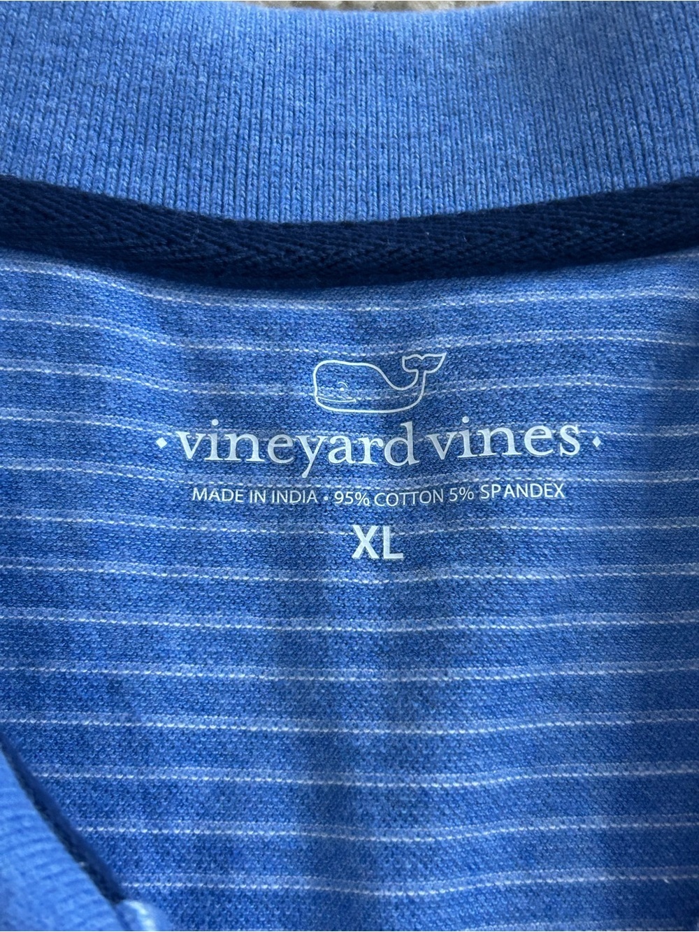Vineyard Vines Blue Striped Polo Shirt Men’s XL Preppy Whale Pique Cotton Blend - Picture 5 of 8